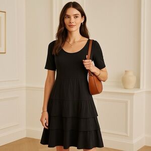 Hanna Andersson Black Tiered Ruffle Dress XS